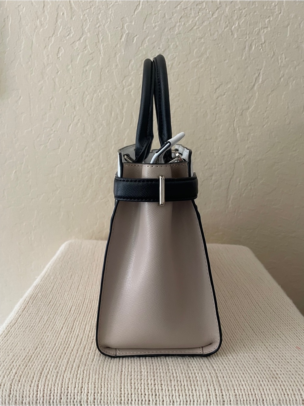kate spade Beige, White & Black Leather Satchel - Picture 5 of 8
